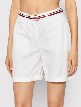Tommy Hilfiger Tommy Hilfiger Шорти от плат WW0WW30482 Бял Regular Fit