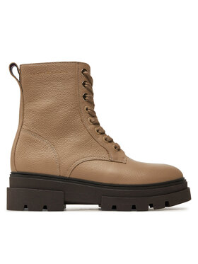 Tommy Hilfiger Tommy Hilfiger Polokozačky Bicolor Leather Lace-Up FW0FW08160 Béžová