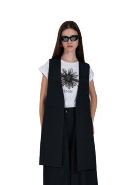 Yes Zee Yes Zee Gilet Gilet lungo Nero Regular Fit