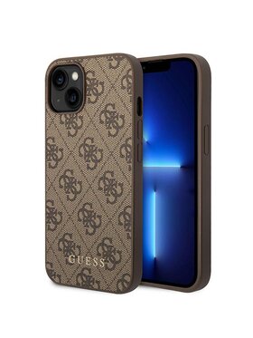 Guess Guess Etui na telefon iPhone 15 Plus Brązowy