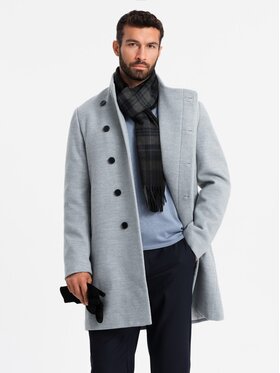Ombre Ombre Płaszcz OM-COWC-0120 Szary Regular Fit