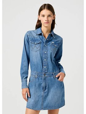 Wrangler Wrangler Sukienka codzienna LS DENIM DRESS Niebieski Regular Fit