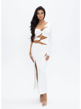 Love Saints Love Saints Sukienka dzianinowa L26LF-SU-K03 Biały Slim Fit