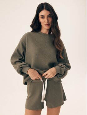 Esotiq Esotiq Komplet bluza i szorty sportowe 42413 Zielony Loose Fit