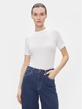 Calvin Klein Calvin Klein T-Shirt Modal Rib Ss Tee K20K206404 Biały Slim Fit