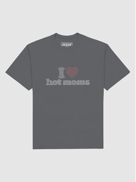 2005 2005 T-Shirt I <3 Hot Moms Szary Oversize