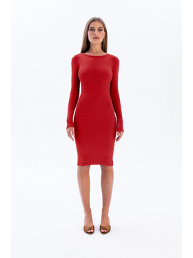 Nudyess Nudyess Sukienka dzianinowa Eos mimi z prążka Czerwony Fitted Fit