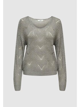 Jacqueline de Yong Jacqueline de Yong Maglione JDYBADUT L/S V-NECK STRUC GLITT PULL KNT Grigio V-Neck Fit