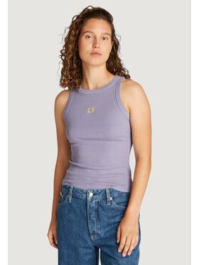 Calvin Klein Jeans Calvin Klein Jeans T-Shirt WASHED WOVEN LABEL Fioletowy Casual Fit