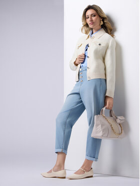 Oltre Oltre Jeansy P493R008173N0A4 Turkusowy Boxy Fit