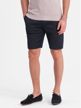 Ombre Ombre Šortky z materiálu OM-SRCS-0128 Tmavomodrá Slim Fit