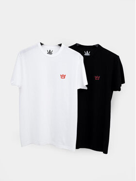 Jigga Wear Jigga Wear Komplet t-shirtów Zestaw 2 T-Shirtów Męskich Czarny I Biały Jigga Wear Color Spray XXL Czarny Regular Fit