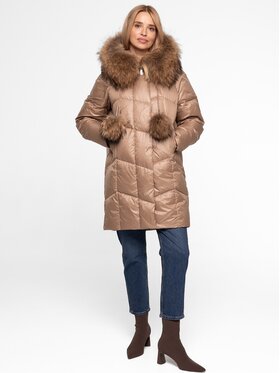 Perso Perso Kurtka damska BLH252535FXR Beżowy Regular Fit