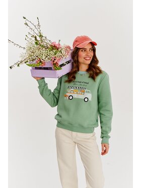 NAOKO NAOKO Mikina Floral State of Mind Zelená Regular Fit