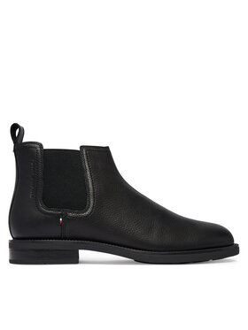 Tommy Hilfiger Tommy Hilfiger Ghete Jodhpur Lth Mix Dress Hilfiger Chelsea FM0FM06090 Negru