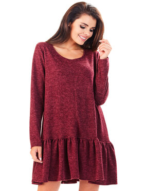 Awama Awama Každodenné šaty L056 Bordová Basic Fit