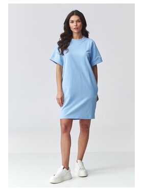 Makadamia Makadamia Sukienka codzienna M920 Niebieski Loose Fit