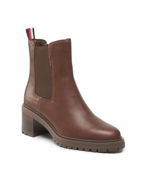 Tommy Hilfiger Tommy Hilfiger Škornji Outdoor Chelsea Mid Heel Boot FW0FW06737 Rjava