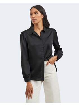 Vila Vila Μπλουζάκι NOOS - VIELLETTE SATIN L/S SHIRT/SU - NOOS Μαύρο Shirt Fit