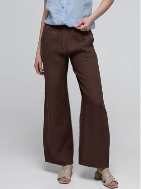 Perso Perso Bavlnené nohavice PTE266362F Hnedá Wide Leg