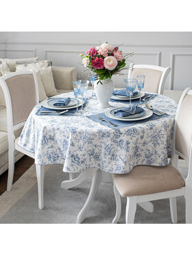 Roseberry Home Roseberry Home Obrus Toile de Jouy Blue okrągły Niebieski