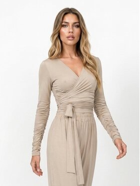 MissDenim MissDenim Longsleeve Tied blouse Beżowy Relaxed Fit