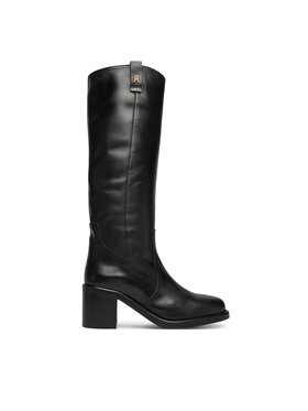 Tommy Hilfiger Tommy Hilfiger Μπότες Riding Lthr Long Boot Block Heel FW0FW08777 Μαύρο