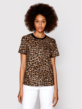 The Kooples The Kooples T-shirt Leopard FTSC25002K Marron Slim Fit