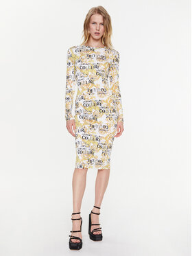 Versace Jeans Couture Versace Jeans Couture Sukienka codzienna Print Logo 74HAO938 Biały Slim Fit