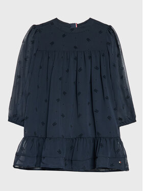 Tommy Hilfiger Tommy Hilfiger Sukienka codzienna Ceremonial Monogram KG0KG06890 D Granatowy Regular Fit