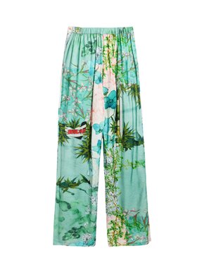 Desigual Desigual Spodnie damskie Pantalone silka Zielony Regular Fit