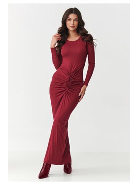 Makadamia Makadamia Sukienka dzianinowa M898 Bordowy Fitted Fit