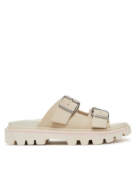 Tommy Jeans Tommy Jeans Klapki Double Strap Sandal Suede EN0EN02797 Écru