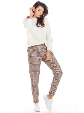 Awama Awama Spodnie damskie A365 Brązowy Basic Fit