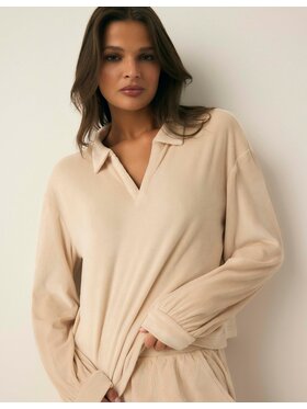 Esotiq Esotiq Komplet bluzka i spodnie 44066 Beżowy Regular Fit