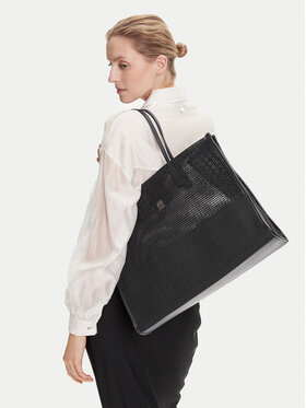 Tommy Hilfiger Tommy Hilfiger Дамска чанта Th City Summer Tote Woven AW0AW17640 Черен