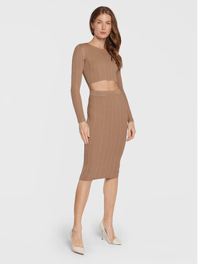 Elisabetta Franchi Elisabetta Franchi Sukienka dzianinowa AM-83S-27E2-V390 Brązowy Slim Fit