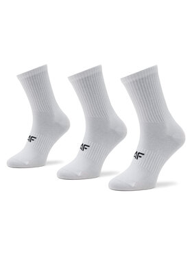 4F 4F Súprava 3 párov vysokých pánskych ponožiek H4Z22-SOM303 Biela