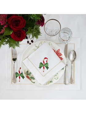 Roseberry Home Roseberry Home Podkładka na stół Candy Cane & Mistletoe Panama Biały