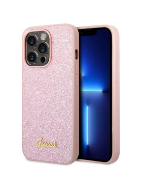 Guess Guess Etui na telefon Glitter Script Różowe złocenie