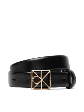 Calvin Klein Calvin Klein Pasek Damski Emblem Buckle 25Mm Fixed Smooth LV04F7072G Czarny