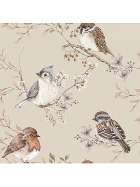 Dekornik Dekornik Tapeta Birds Beige Biały