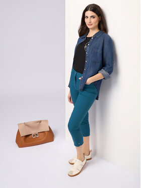 Oltre Oltre Pantaloni di tessuto P707R008473N024 Turchese Slim Fit