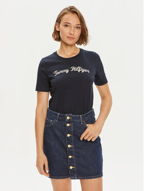 Tommy Hilfiger Tommy Hilfiger Póló Script WW0WW42589 Sötétkék Regular Fit