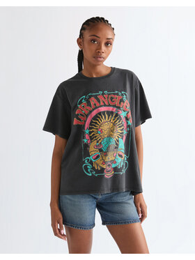 Wrangler Wrangler T-Shirt GIRLFRIEND TEE Czarny Relaxed Fit