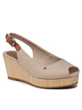 Tommy Hilfiger Tommy Hilfiger Espadrile Iconic Elba Sling Back Wedge FW0FW04788 Bež