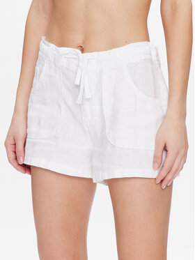 BDG Urban Outfitters BDG Urban Outfitters Шорти от плат BDG LINEN 5 POCKET SHORT 76475557 Бял Fitted Fit