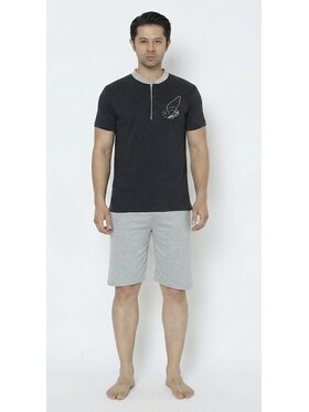 MyStars MyStars Komplet piżam Na prezent pod choinkę mikołaj 130383 Szary Regular Fit