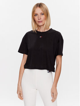 Tommy Hilfiger Tommy Hilfiger T-Shirt Essentials S10S101670 Černá Cropped Fit