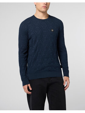 PHILIPP PLEIN PHILIPP PLEIN Sweter 29913 Granatowy Regular Fit
